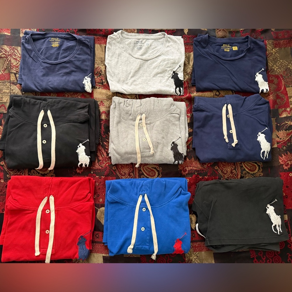 Polo Ralph Lauren Bundle Lot(8) Big Pony #3 Embroidered Mesh Pullover Hoodie